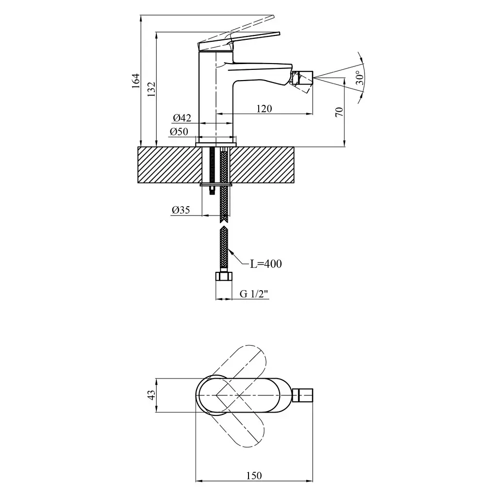 Змішувач для біде Kroner Element 211210-5301 (CV035997) - фото 8