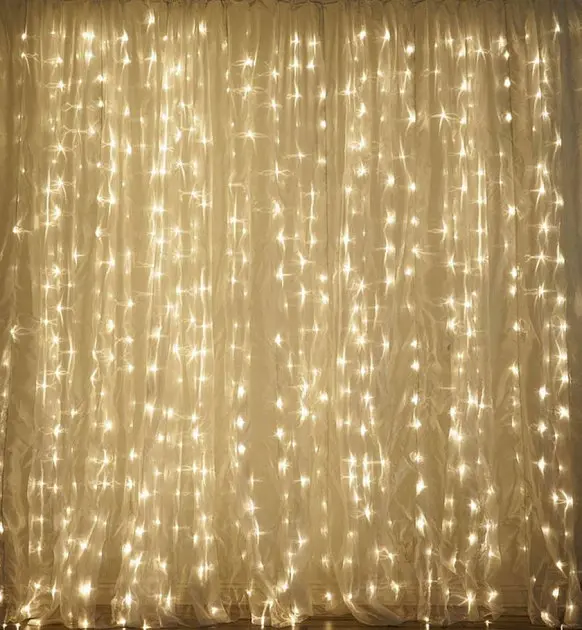 Гірлянда водоспад 320 LED 5mm 3м/2м теплий колір на прозорому дроті - фото 2