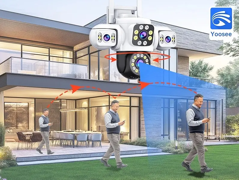 Вулична WiFi IPкамера Yoosee24-6K  12Мп  біло-чорна 3 незалежних об'єктиви поворотні - фото 4
