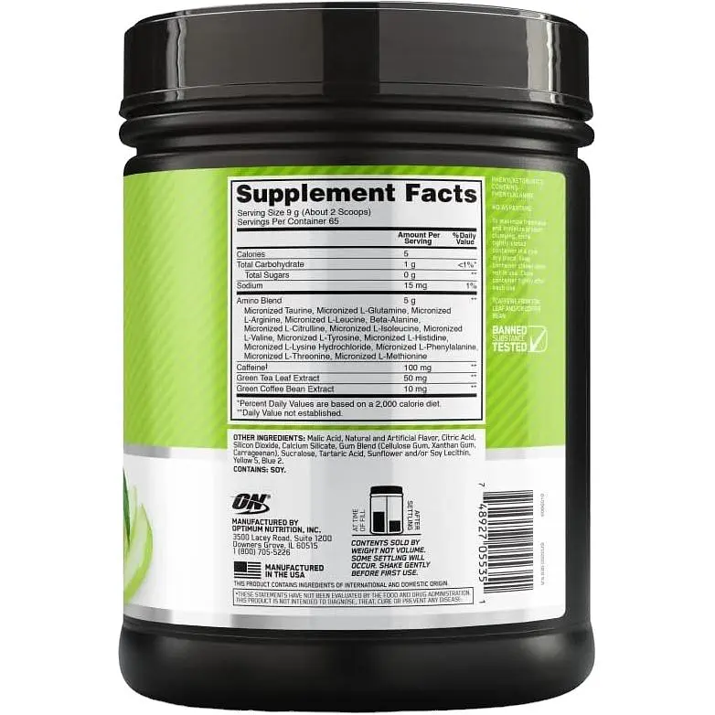 Амінокислотний комплекс Optimum Nutrition Essential Amino Energy Green Apple 585 г - фото 3