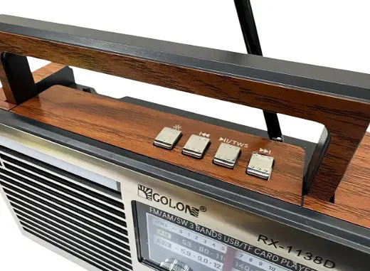Радіоприймач Golon RX-1138D Bluetooth портативне радіо робота від мережі акумулятора батарейок AM/FM/SW USB/TF/SD 18650 Коричневий - фото 7