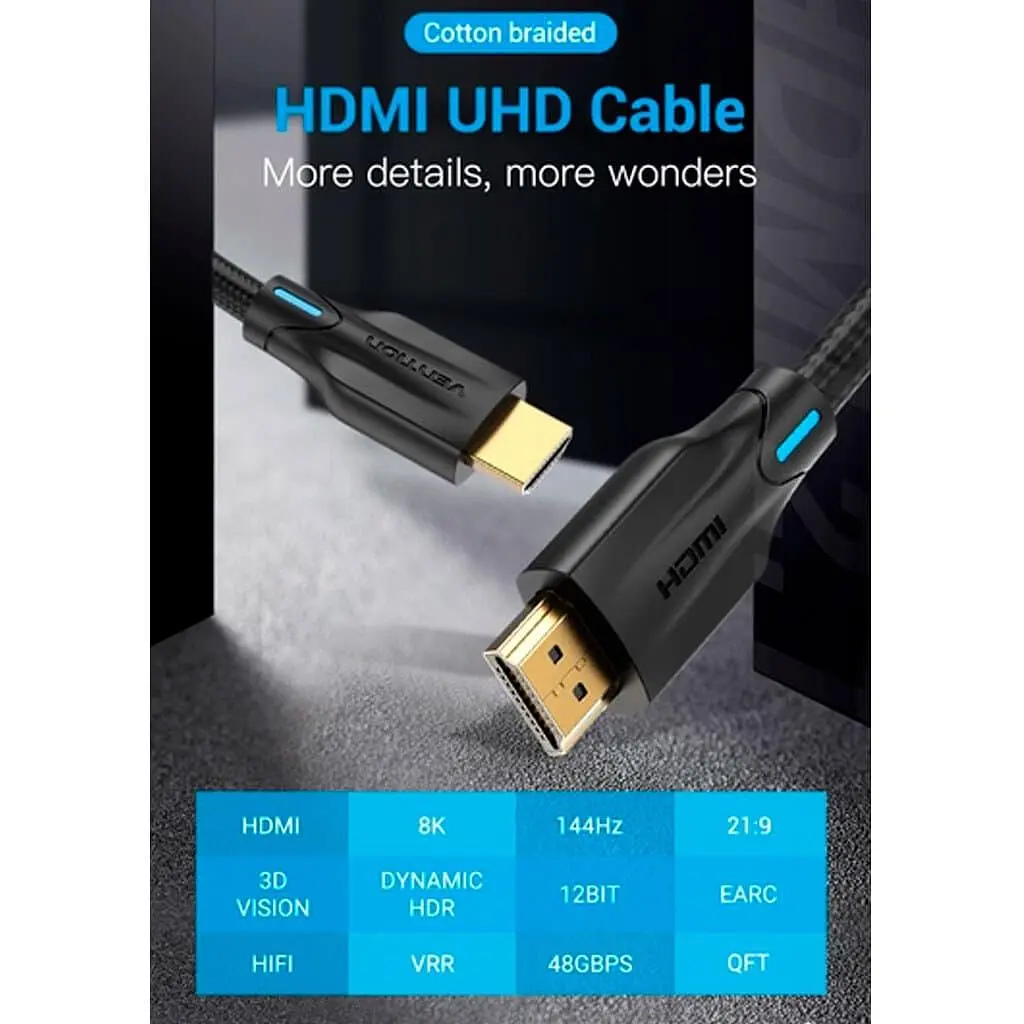 Кабель Vention HDMI-HDMI V 2.1 1 м (AAUBF) - фото 4