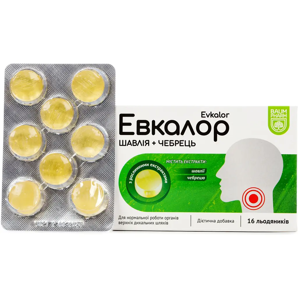Льодяники Baum Pharm Евкалор шавлія-чебрець 16 шт. - фото 2