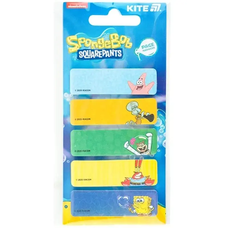 Стікер-закладка Kite паперова з малюнком Sponge Bob, 100 шт, 5х15х50 мм, прямокутна (SB25-480) - фото 2