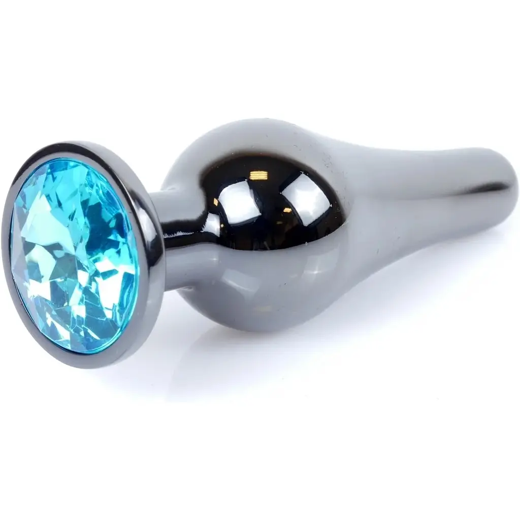 Анальна пробка Boss Of Toys Boss Series - Jewellery Dark Silver Butt Plug Light Blue, BS6400058, Срібний / Голубой