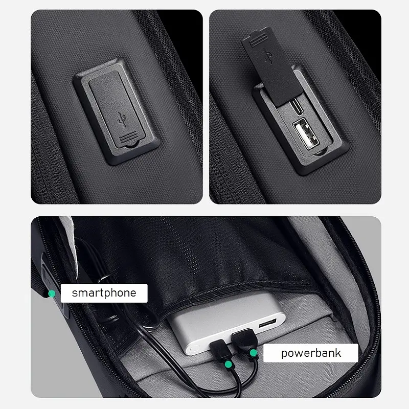 Рюкзак з однією лямкою Mark Ryden MR3998 з USB-портами та тримачем для ключів (Чорний) - фото 6