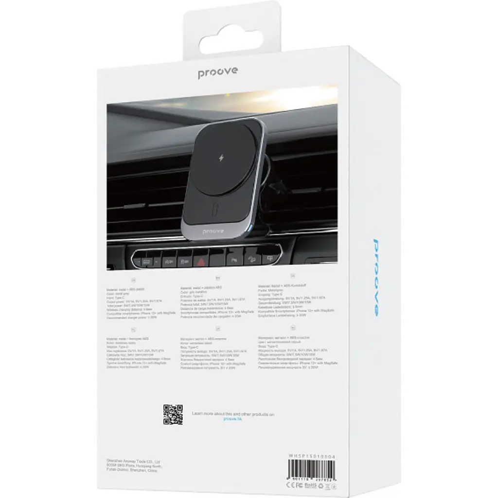 Автотримач із бездротовою зарядкою Proove Square Magnetic Pro 15W (WHSP15010004) [136214] - фото 4