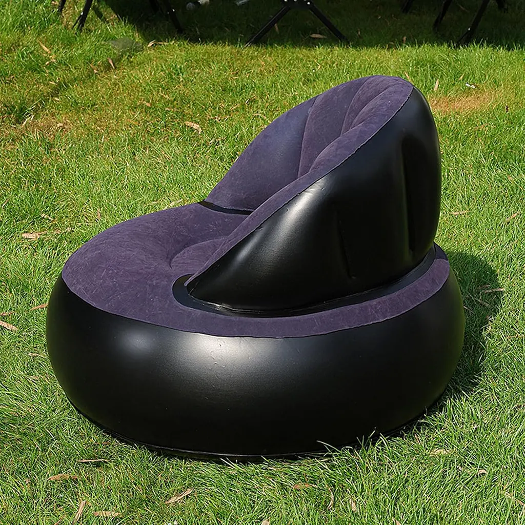 Надувне крісло AIR SOFA / Надувне велюрове крісло 80х80х67 см Темно-синій - фото 3