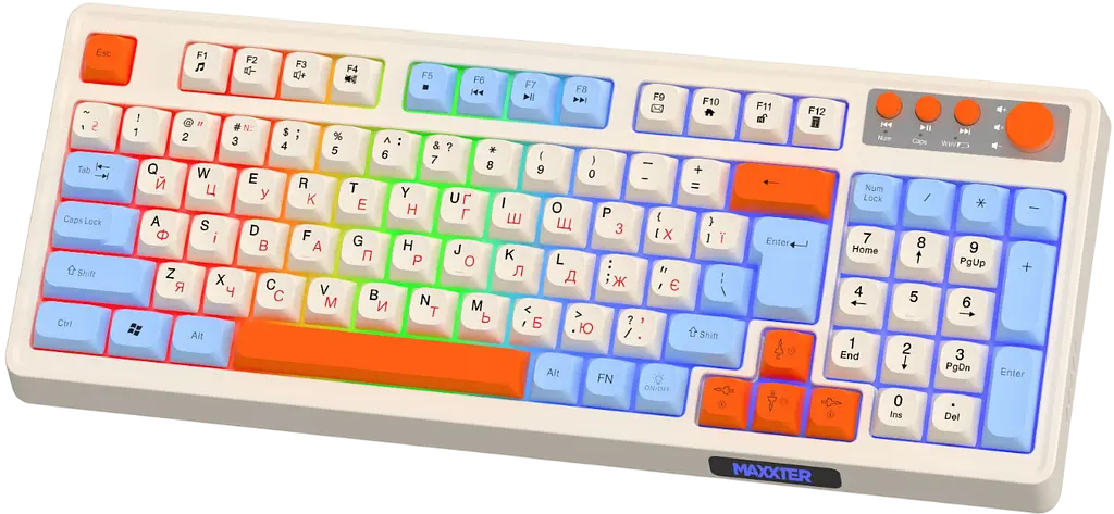 Клавиатура беспроводная Maxxter KBGW-3C01-UA RGB White - фото 2