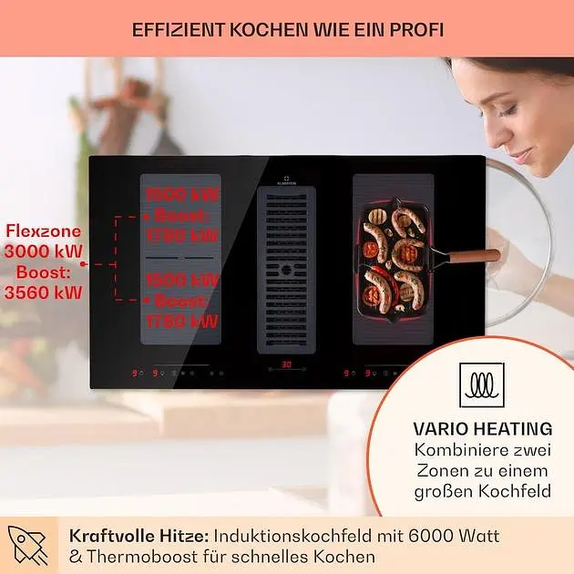 Індукційна плита з витяжкою Klarstein Full House DownAir System (10039858) - фото 4