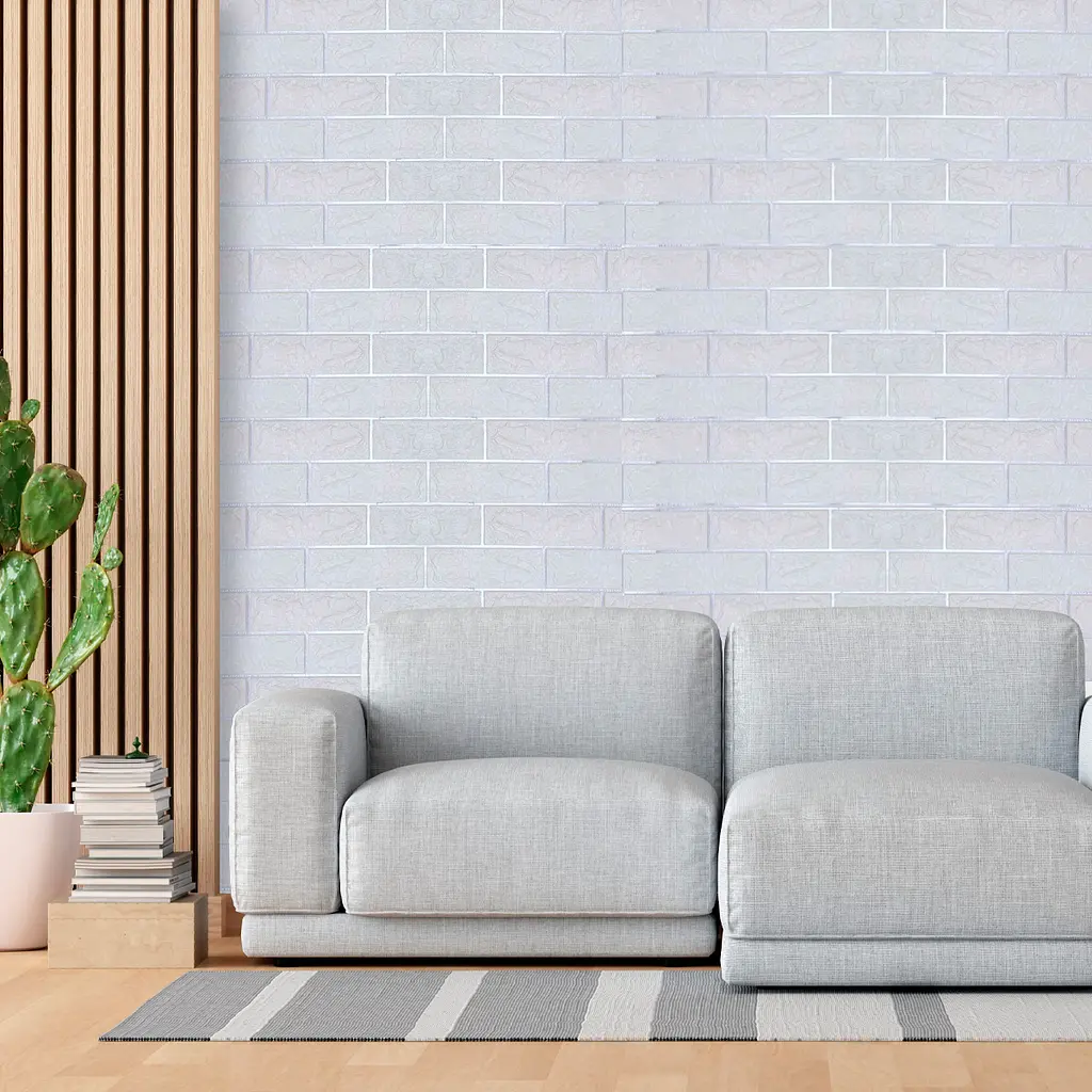 Самоклеюча декоративна 3D панель 3D Loft під білу матову цеглу зі сріблом 700x770x3 мм - фото 6