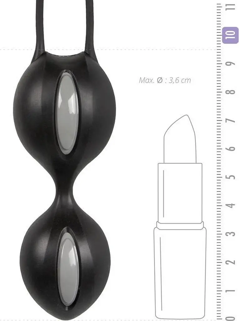 Fun Factory Smartballs Duo вагінальні кульки, 9.5х3.6 см (чорний з сірим) Fun Factory kl3400840081 98468 - фото 2