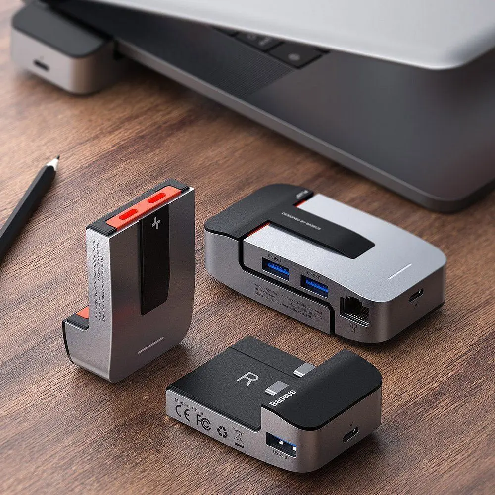 USB-хаб Baseus Armor Age Type-C Bracket Multifunctional Hub Adapter Space Gray (CAHUB-AJ0G) [72636] - фото 6