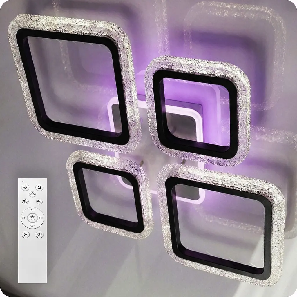 Люстра світлодіодна 517 Light 3color з пультом 96Вт Чорний (02131)