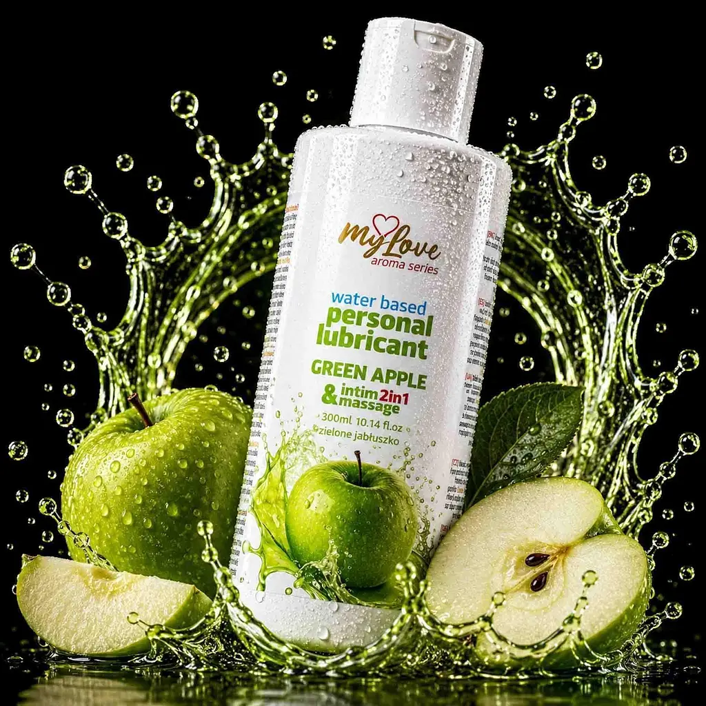 Лубрикант MyLove Aroma Series IntimMassage 2in1 Green Apple, 300 мл - фото 2