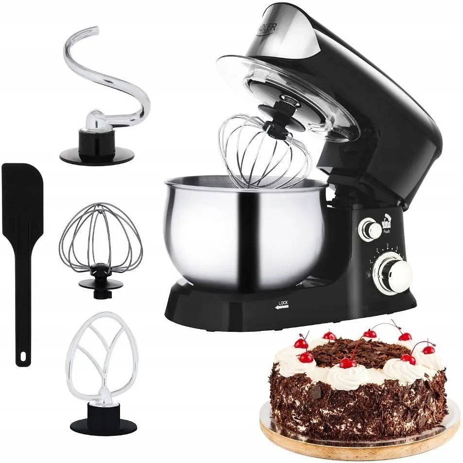 Тістоміс планетарний міксер Adler AD 4226 1200 Вт 3 л чаша з нержавіючої сталі на 6 швидкостей чорний - фото 6