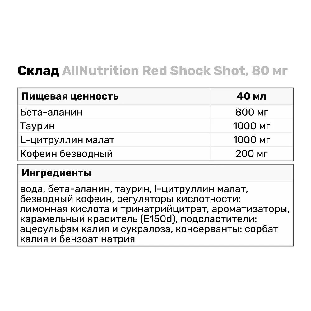 Предтренировочный комплекс Allnutrition Red Shock Shot 80 мл - фото 3