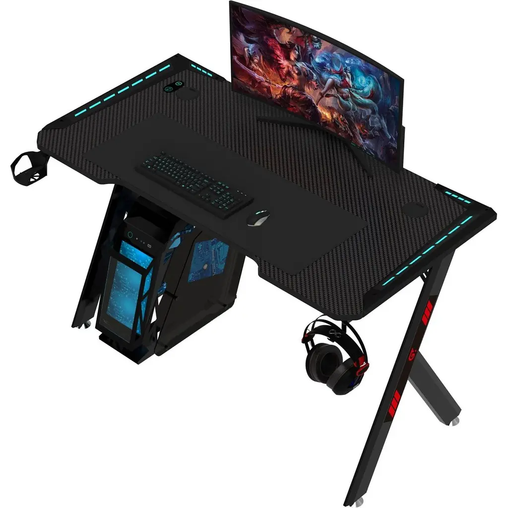 Комп'ютерний ігровий стіл GT Racer T-1242 Black [125832] - фото 5