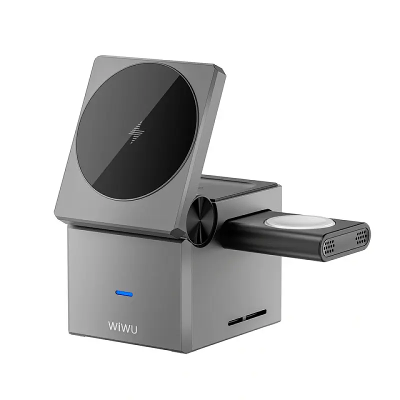 БЗП Wi-W030 Planeta Trio 3 in 1 Cableless charger Gray Wiwu teh0029898 - фото 2