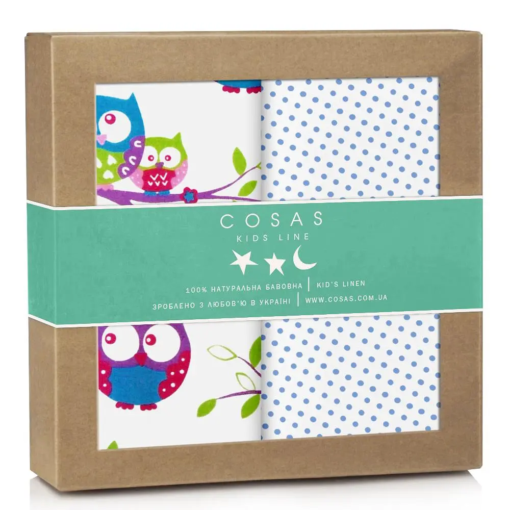 Багаторазові пелюшки дитячі B&D OWLS 2шт COSAS (4822052049198)