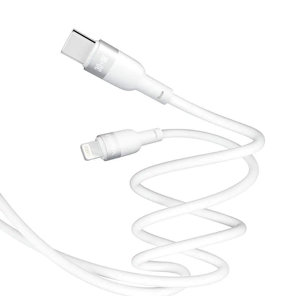 Кабель для заряджання та обміну даними USB Yoki YK-SI50 SILICONE Series Type-C to Lightning 30W 3A/10V 1.2 м Білий - фото 8
