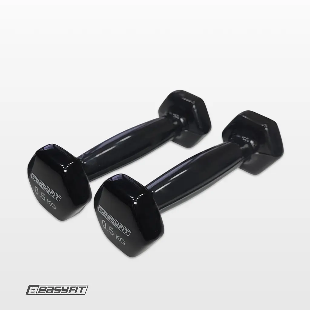 Гантель для фітнесу 0.5 кг EasyFit із вініловим покриттям чорна - фото 4