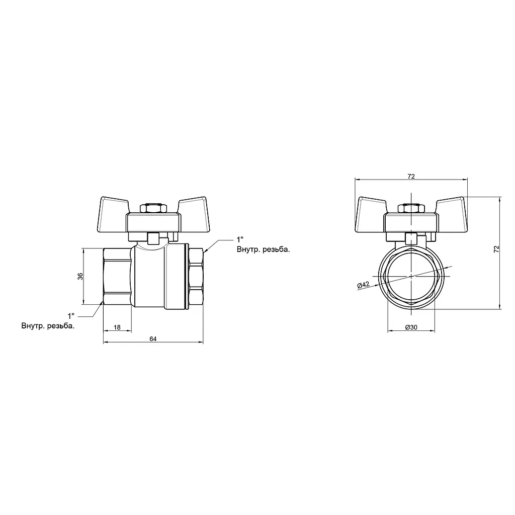 Кран кульовий SD Plus 1" ВР для води (метелик) SD602NW25PN40 - фото 2
