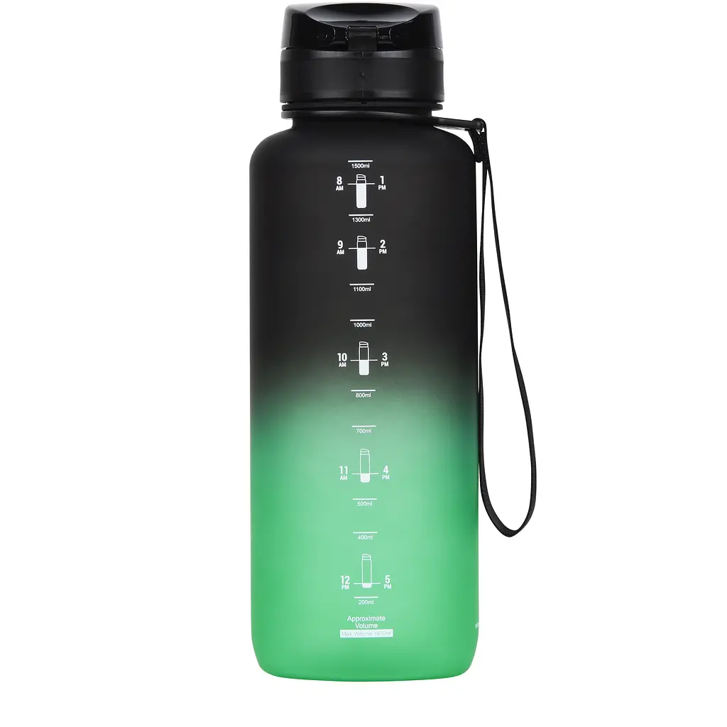 Бутылка для воды UZspace Frosted Gradient 1.5 л черно-зеленая (3056) - фото 2
