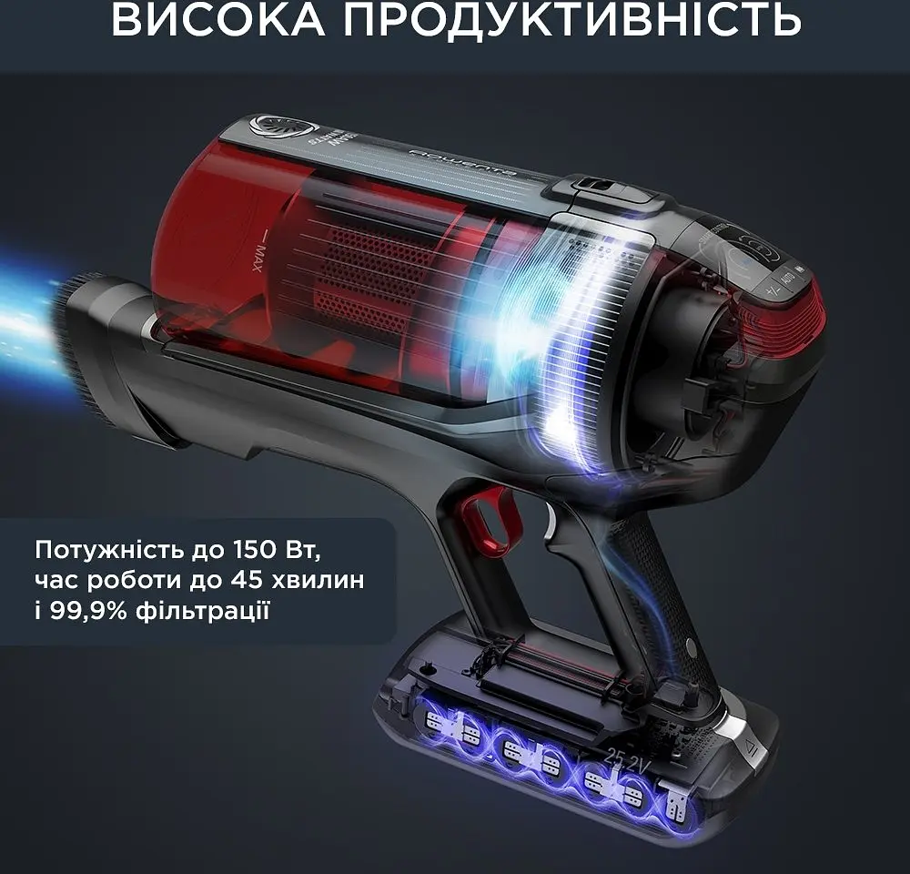 Пылесос беспроводной Rowenta X-Force Flex 12.60 Auto Animal 320 Вт автон. работа до 45 мин НЕРА черно-красный - фото 7