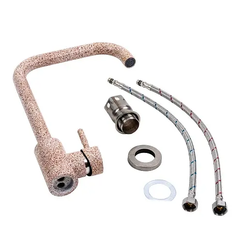 Змішувач кухонний Platinum NS02B (3008B-NA) поворотний одноважільний з нержавіючої сталі карамель - фото 2