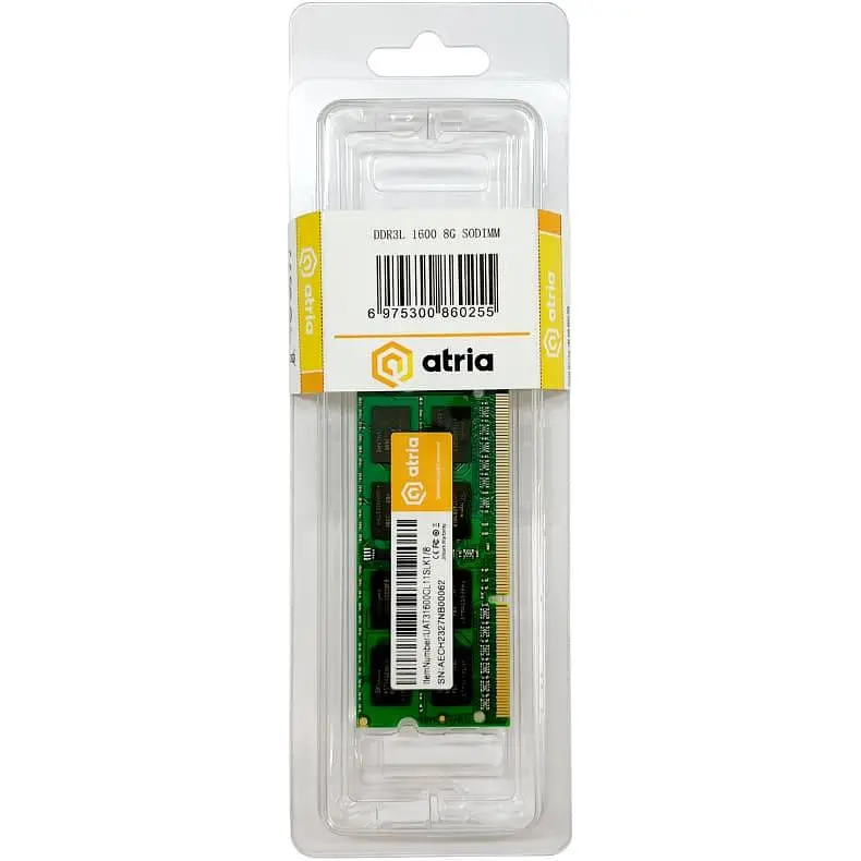 Модуль пам'яті ATRIA DDR3 8GB 1600MHz sodimm 1.35V UAT31600CL11SLK1/8 (UAT31600CL11SLK1/8) - фото 3