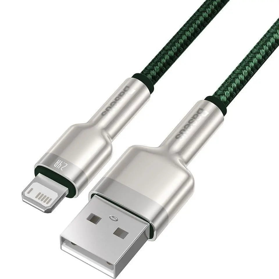 Кабель Baseus Cafule Metal Lightning 2.4A (2m) green (CALJK-B06) - фото 2