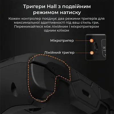 Геймпад Ajazz GP100 2.4G/BT/USB Switch/PC/iOS/Android RGB Black (GP100-B) - фото 9