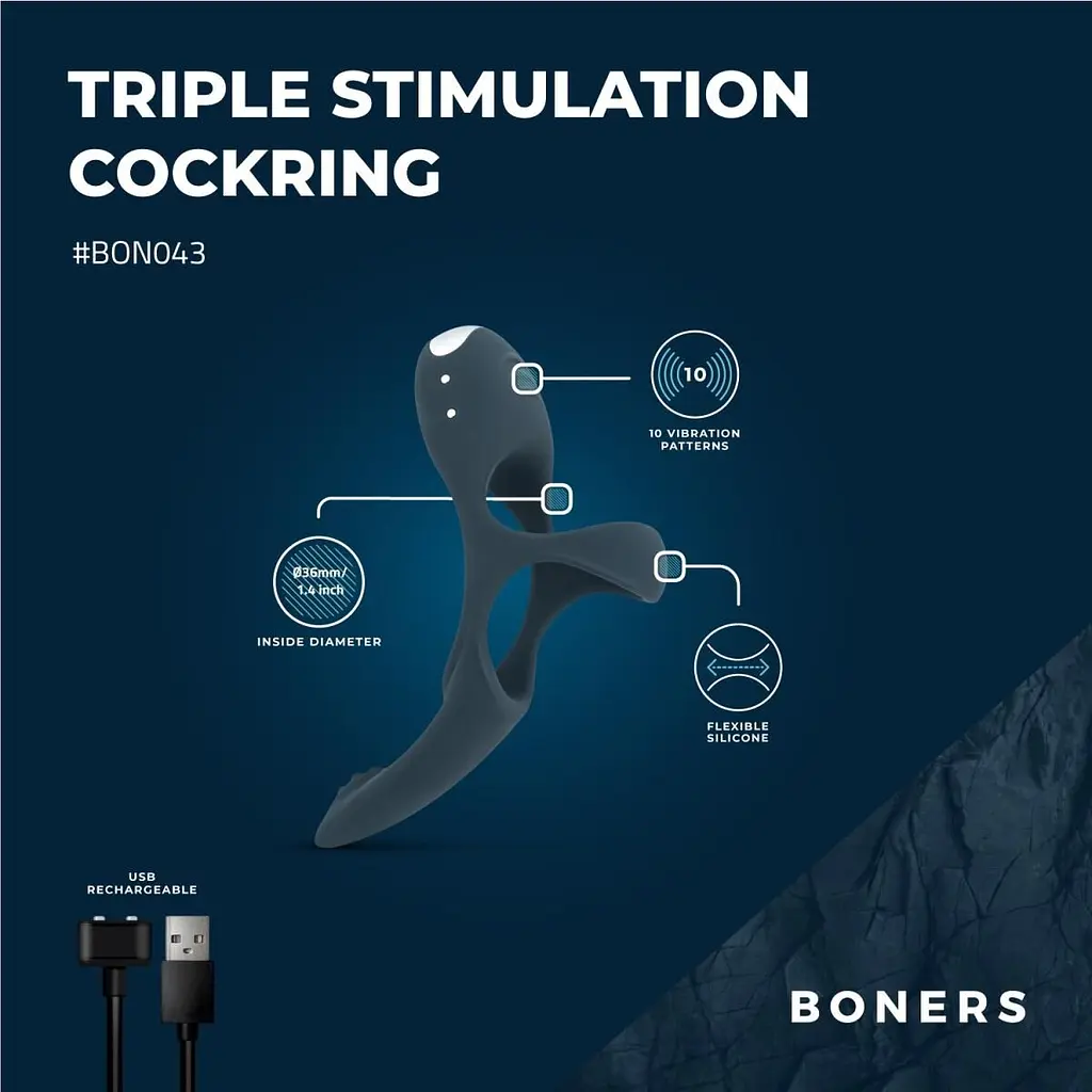 Ерекційне кільце Boners Triple Cockring - фото 12
