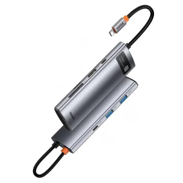 USB-хаб Baseus Metal Gleam Series 7-Port (Type-C to HDXiaomi4K@60Hz*1+USB3.0*3+PD*1+SD/TF*1) B00030708811-00 Grey - фото 5