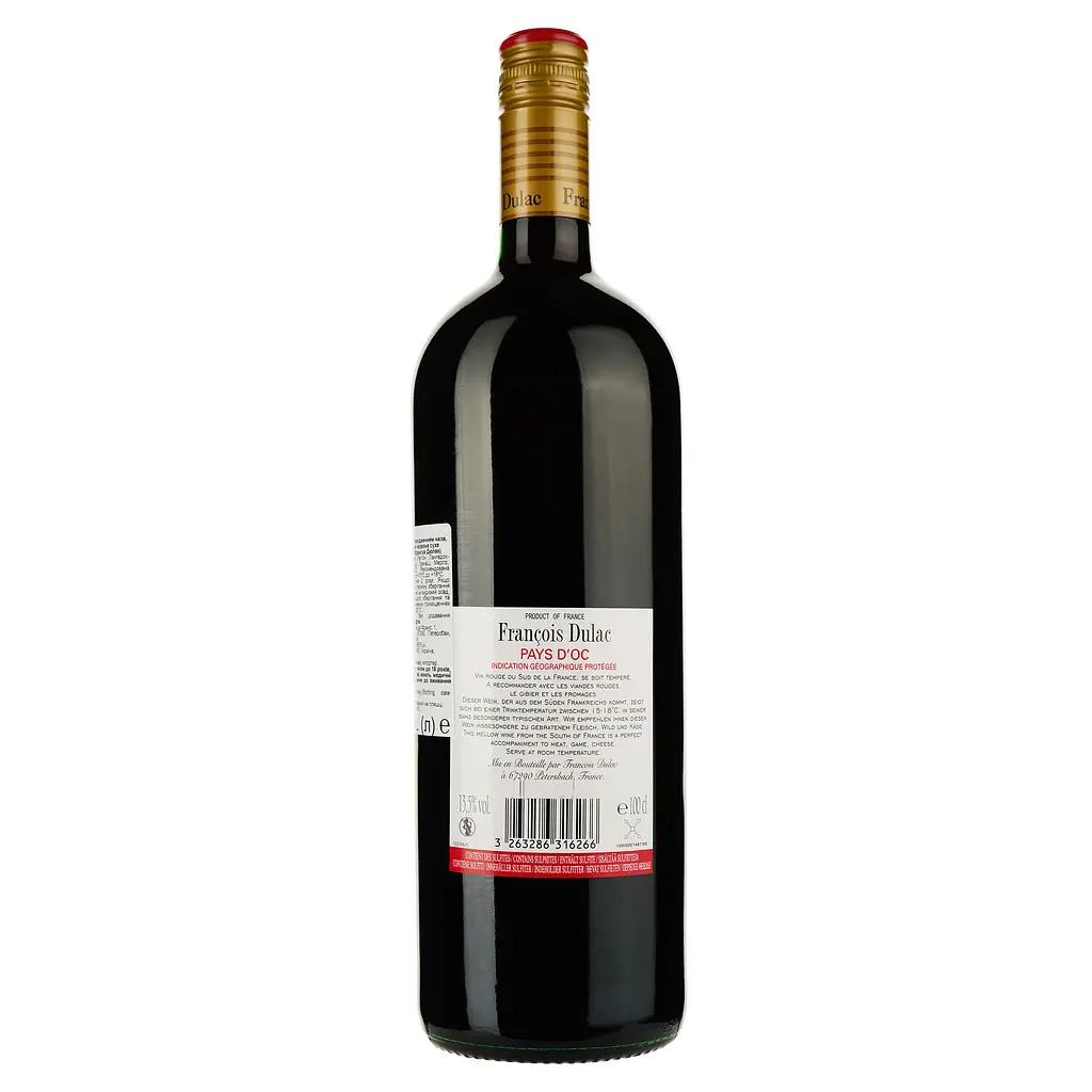 Вино Francois Dulac IGP Red Dry, 12,5%, 1 л - фото 2