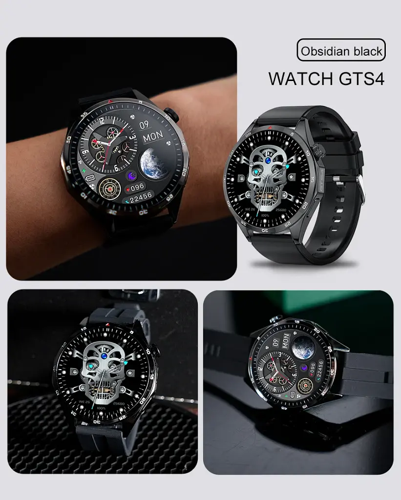Розумні смарт-годинник LEMFO GTS4-Y11 силіконовий ремінець Black Black (18606) - фото 6