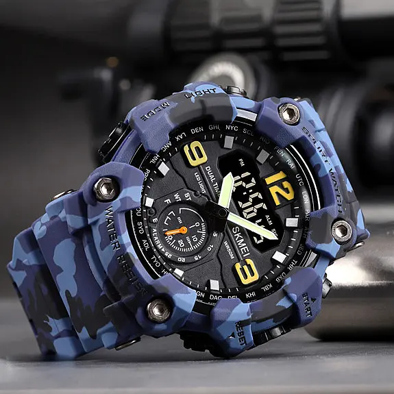 Наручний годинник чоловічий Skmei 1637 Blue Camo, 1637CMBU (18440) - фото 3