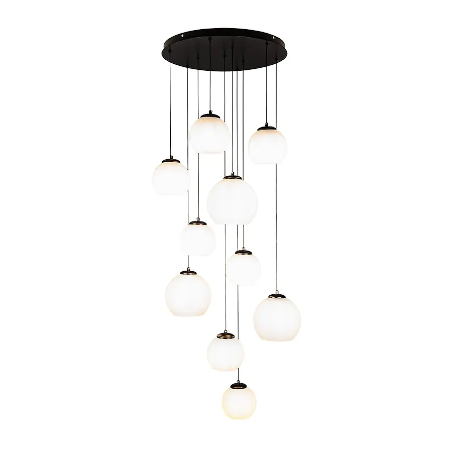 Подвесной светильник Levistella 9991691F-10 BK+WH, 10 плафонов, металл + стекло, Черный + белый - фото 4