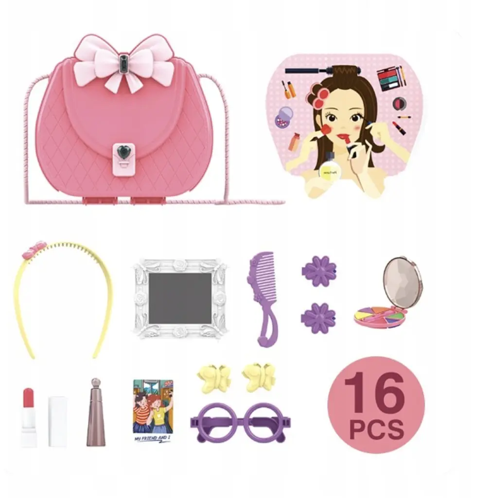 Дитячий косметичний набір Kids Pretend Toy Bag сумка для макіяжу з дзеркалом ∙ Ігровий набір Kids Pretend Toy Bag для дівчат - фото 5