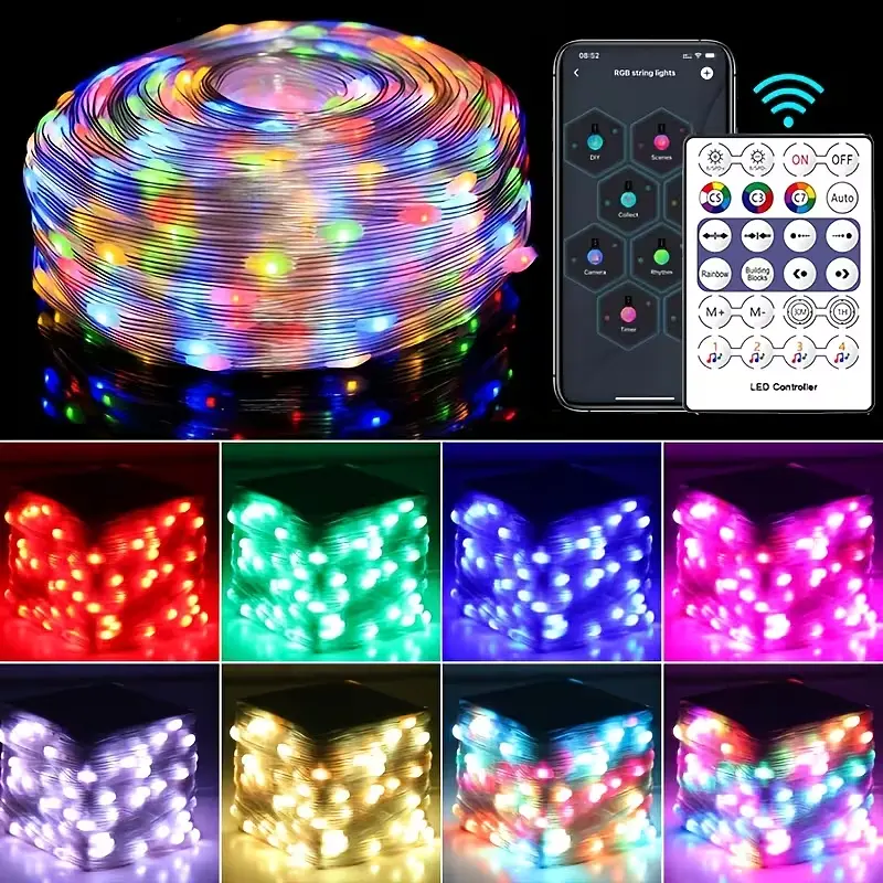 Смарт гірлянда USB 20м RGB з Bluetooth та пультом кольорова світлодіодна розумна LED стрічка AMILL LED - фото 7