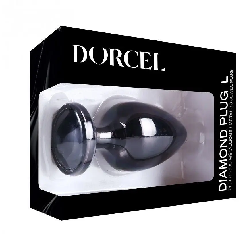 Металева анальна пробка з прикрасою у вигляді кристала Dorcel - Diamond Plug, чорна L - фото 8