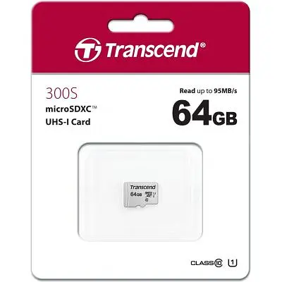 Карта памяти Transcend 64GB microSDXC class 10 UHS-I U1 (TS64GUSD300S) - фото 2
