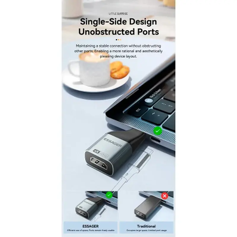 Перехідник HDMI F to USB-C M 4K60Hz Essager (EZJHD60-MJ0G-P) - фото 5