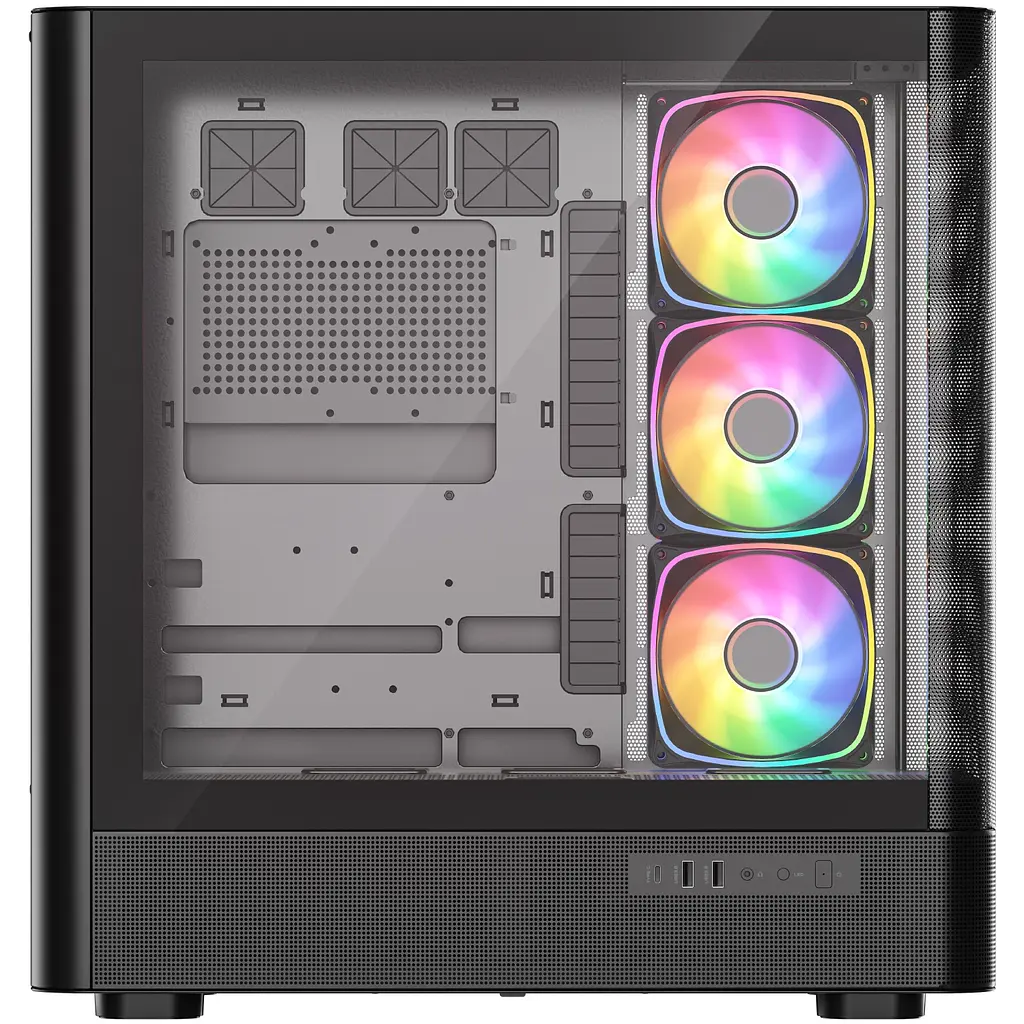 Корпус ModeCom VOLCANO AQ500 ARGB MIDI FRONT LCD 6,2” 4x120mm fans BLACK без БЖ ATX - фото 5