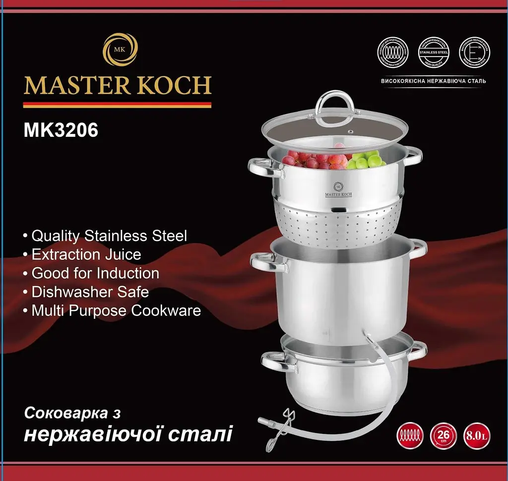 Соковарка-каструля Master Koch MK 3206 8 л - фото 2