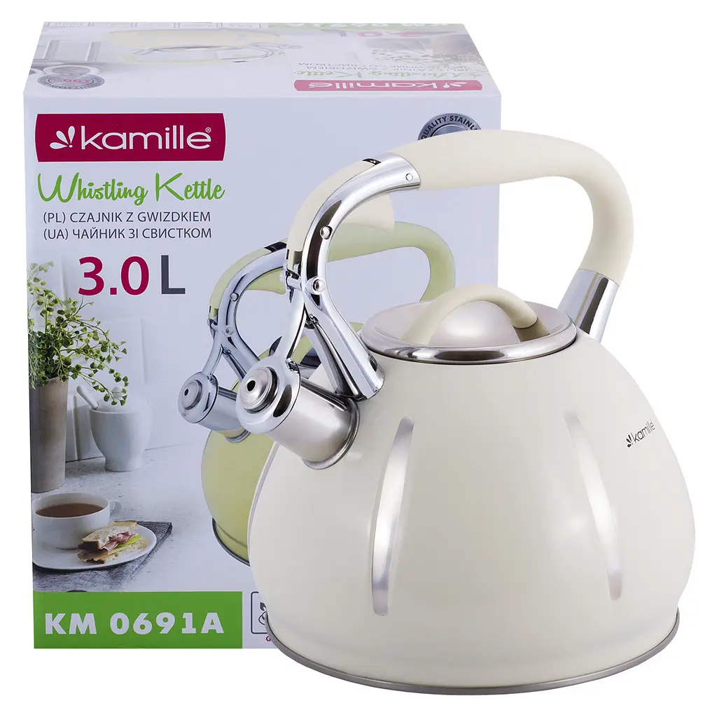 Чайник зі свистком Kamille KM-0691BG 3 л бежевий - фото 8