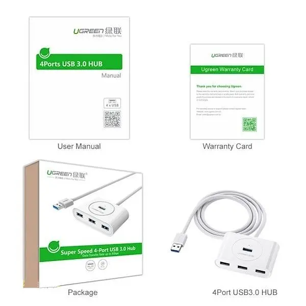 USB-хаб Ugreen CR113 USB to 4-Port USB 3.0 (40850) [52736] - фото 6