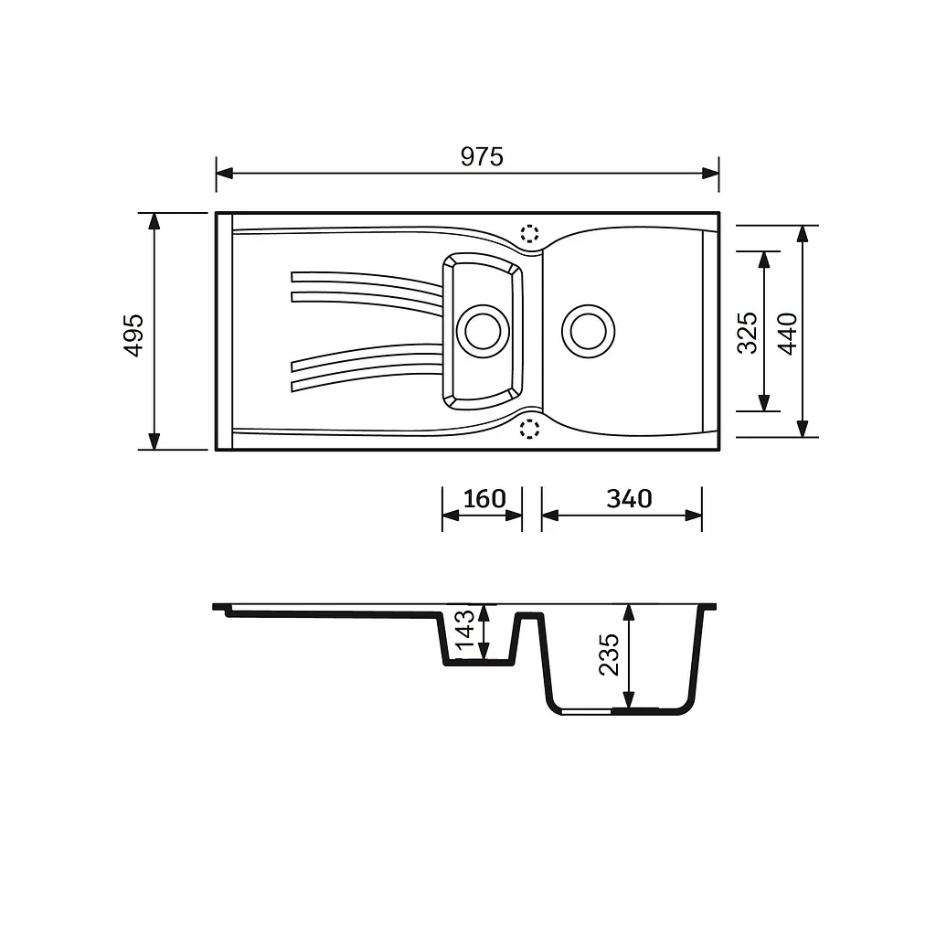Кухонная мойка Adamant New Line Plus 975x495x235 графит 513223, Графит - фото 3