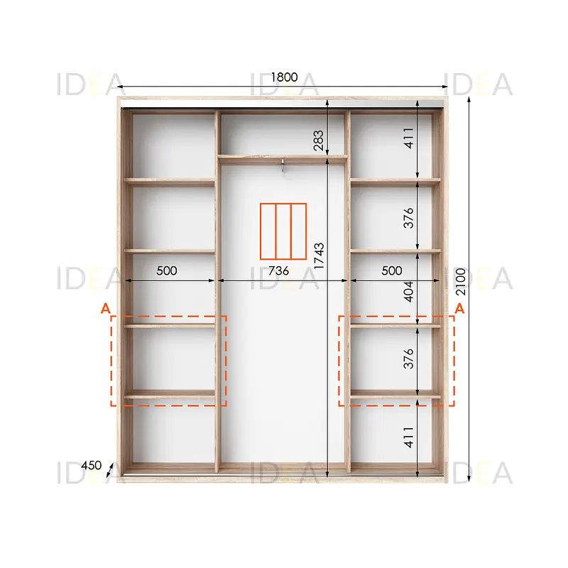 Шафа-купе Idea серія 7 180 x 45 x 210 см Дуб сонома - фото 2